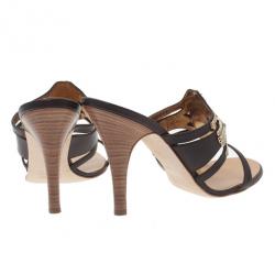 Pre Owned Giuseppe Zanotti Brown Leather Jeweled Mules Size 39.5