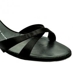 Pre Owned Giuseppe Zanotti Black Satin Rhinestone Sandals Size 41