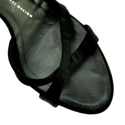 Pre Owned Giuseppe Zanotti Black Satin Rhinestone Sandals Size 41