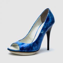 Pre Owned Giuseppe Zanotti Blue Open Toe Pumps Size 36