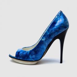 Pre Owned Giuseppe Zanotti Blue Open Toe Pumps Size 36