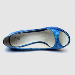Pre Owned Giuseppe Zanotti Blue Open Toe Pumps Size 36