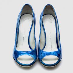 Pre Owned Giuseppe Zanotti Blue Open Toe Pumps Size 36