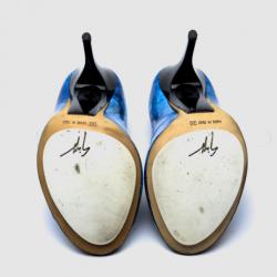Pre Owned Giuseppe Zanotti Blue Open Toe Pumps Size 36