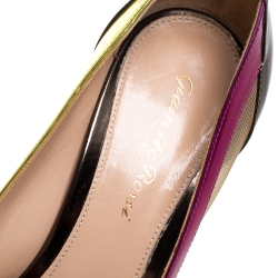 Pre Owned Giuseppe Zanotti Multicolor Patent Leather and Mesh Pointed Toe Pumps Size 37