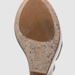 Pre Owned Giuseppe Zanotti Grey Leather Concave Wedge Back Zip Sandals Size 40