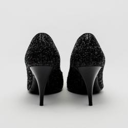 Pre Owned Giuseppe Zanotti Black Glitter Silver Cap Toe Pumps Size 38