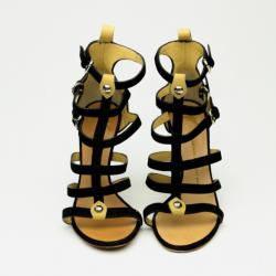 Pre Owned Giueseppe Zanotti Black Suede Strappy Gladiator Sandals Size 37.5
