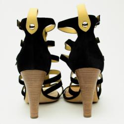 Pre Owned Giueseppe Zanotti Black Suede Strappy Gladiator Sandals Size 37.5