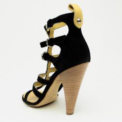 Pre Owned Giueseppe Zanotti Black Suede Strappy Gladiator Sandals Size 37.5