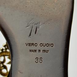 Pre Owned Giuseppe Zanotti Gold Embellished Flat Sandals Size 36