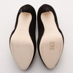 Pre Owned Giuseppe Zanotti Black Ankle Wrap Suede Platform Pumps Size 39