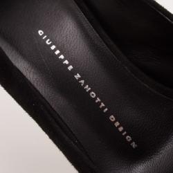 Pre Owned Giuseppe Zanotti Black Ankle Wrap Suede Platform Pumps Size 39