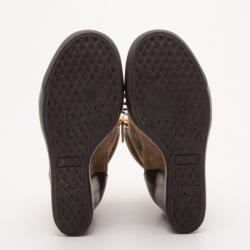 Pre Owned Giuseppe Zanotti Tan Suede Wedge Zip Sneakers Size 39