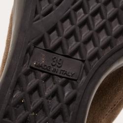 Pre Owned Giuseppe Zanotti Tan Suede Wedge Zip Sneakers Size 39