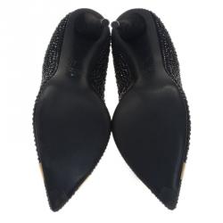 Pre Owned Giuseppe Zanotti Black Suede Ester Crystal Studded Pumps Size 37