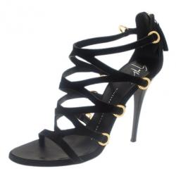 Pre Owned Giuseppe Zanotti Black Suede Strappy Sandals Size 36