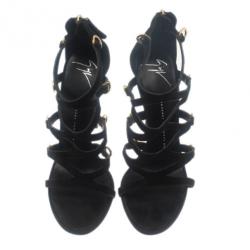Pre Owned Giuseppe Zanotti Black Suede Strappy Sandals Size 36