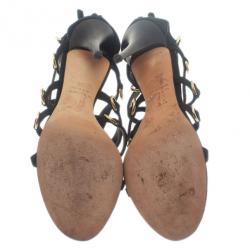 Pre Owned Giuseppe Zanotti Black Suede Strappy Sandals Size 36