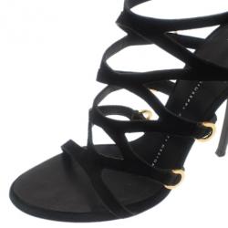 Pre Owned Giuseppe Zanotti Black Suede Strappy Sandals Size 36