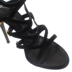 Pre Owned Giuseppe Zanotti Black Suede Strappy Sandals Size 36