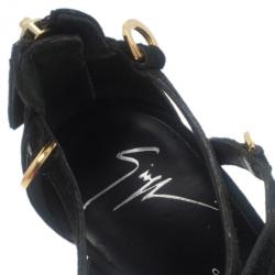 Pre Owned Giuseppe Zanotti Black Suede Strappy Sandals Size 36