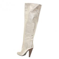Pre Owned Giuseppe Zanotti Gold Metallic Leather Over the Knee Boots Size 39