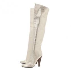 Pre Owned Giuseppe Zanotti Gold Metallic Leather Over the Knee Boots Size 39