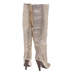 Pre Owned Giuseppe Zanotti Gold Metallic Leather Over the Knee Boots Size 39