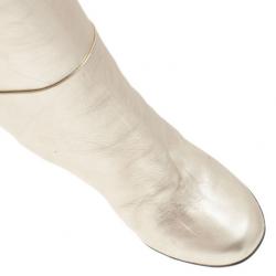 Pre Owned Giuseppe Zanotti Gold Metallic Leather Over the Knee Boots Size 39