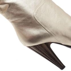 Pre Owned Giuseppe Zanotti Gold Metallic Leather Over the Knee Boots Size 39