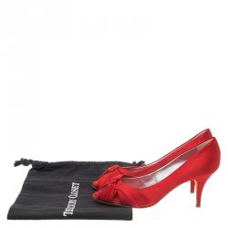 Pre Owned Giuseppe Zanotti Red Satin Criss Cross Peep Toe Pumps Size 38.5