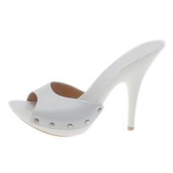 Pre Owned Giuseppe Zanotti White Leather Mules Size 36