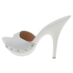 Pre Owned Giuseppe Zanotti White Leather Mules Size 36