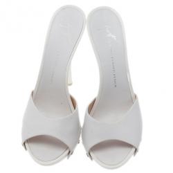 Pre Owned Giuseppe Zanotti White Leather Mules Size 36