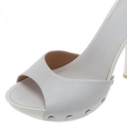 Pre Owned Giuseppe Zanotti White Leather Mules Size 36