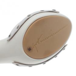 Pre Owned Giuseppe Zanotti White Leather Mules Size 36