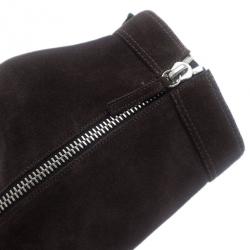 Pre Owned Giuseppe Zanotti Grey Suede Asymmetrical Zip Ankle Boots Size 39