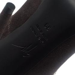 Pre Owned Giuseppe Zanotti Grey Suede Asymmetrical Zip Ankle Boots Size 39