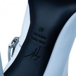 Pre Owned Giuseppe Zanotti White Leather Asymmetrical Zip Ankle Boots Size 41