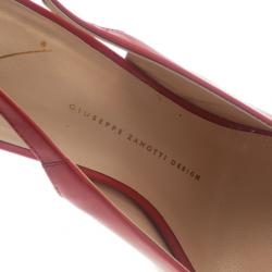 Pre Owned Giuseppe Zanotti Red Patent Leather ‘Monro 105′ Platform Peep Toe Slingback Sandals Size 40