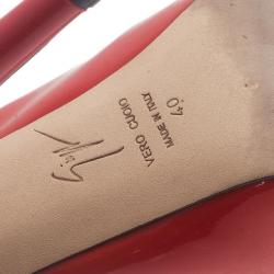 Pre Owned Giuseppe Zanotti Red Patent Leather ‘Monro 105′ Platform Peep Toe Slingback Sandals Size 40