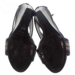 Pre Owned Giuseppe Zanotti Metallic Leather Back Zip Wedge Sandals Size 37