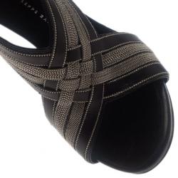 Pre Owned Giuseppe Zanotti Metallic Leather Back Zip Wedge Sandals Size 37