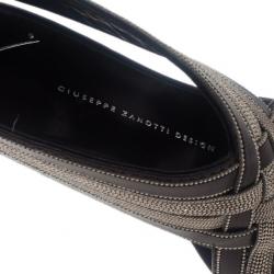 Pre Owned Giuseppe Zanotti Metallic Leather Back Zip Wedge Sandals Size 37