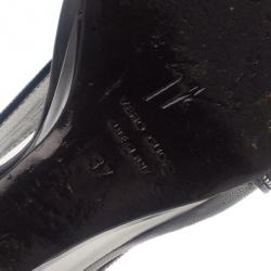 Pre Owned Giuseppe Zanotti Metallic Leather Back Zip Wedge Sandals Size 37