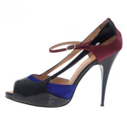 Pre Owned Giuseppe Zanotti Tri Color Patent Pumps Size 38.5