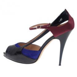 Pre Owned Giuseppe Zanotti Tri Color Patent Pumps Size 38.5