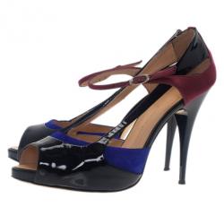 Pre Owned Giuseppe Zanotti Tri Color Patent Pumps Size 38.5