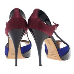 Pre Owned Giuseppe Zanotti Tri Color Patent Pumps Size 38.5